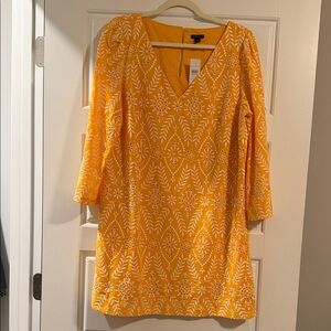 Ann Taylor Orange and White Midi Dress
